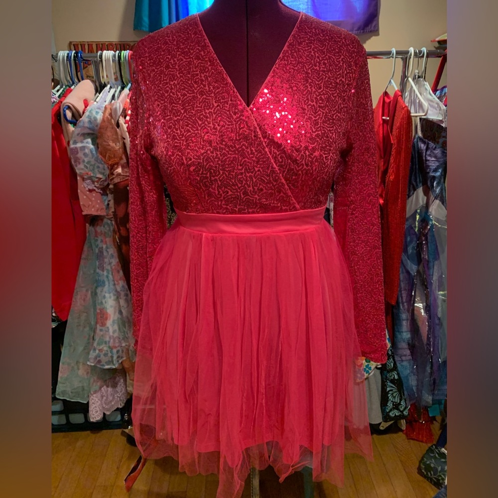 Shein Double Crazy Sequin Dress with mesh skirt